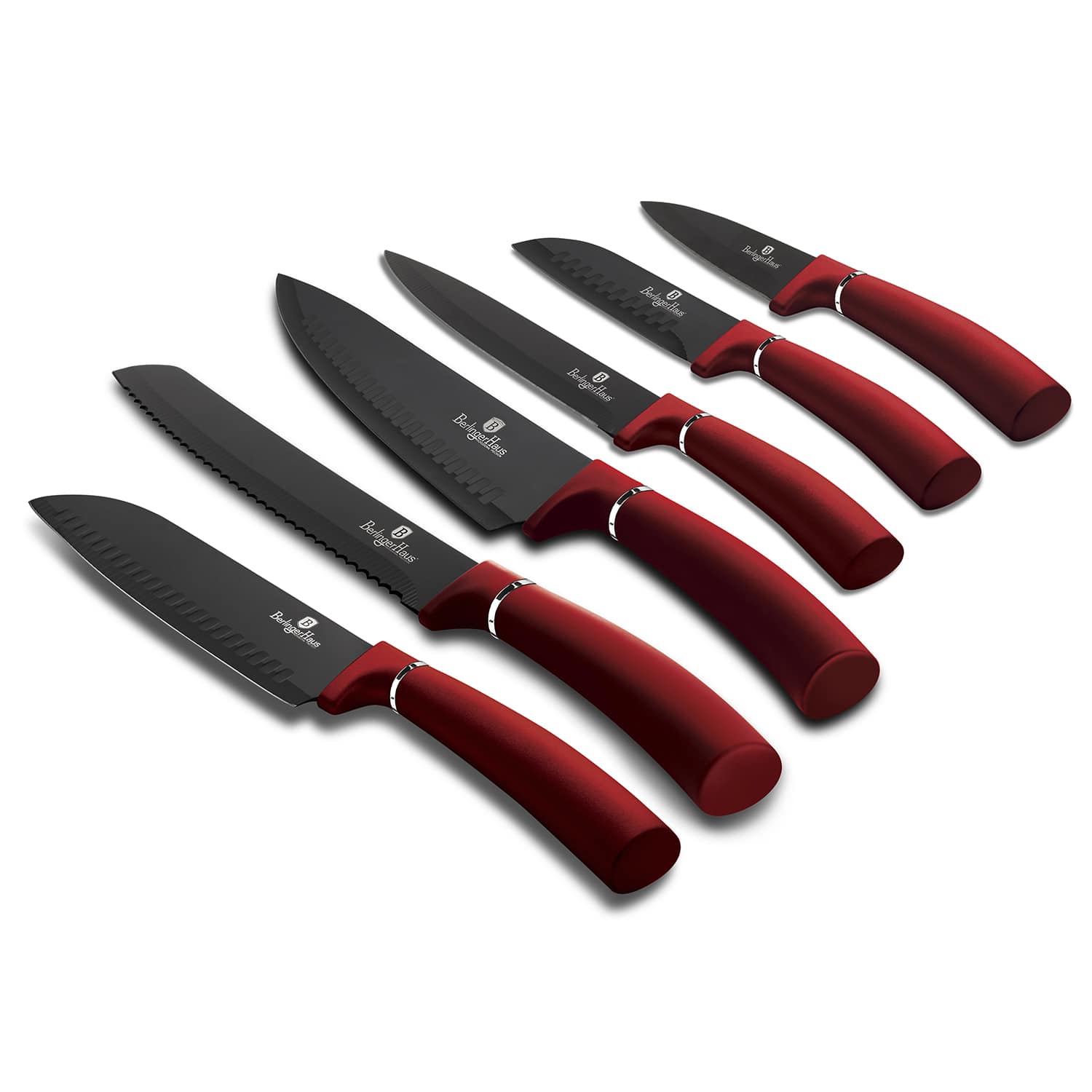 SET DE CUCHILLOS 6 PZS, BERLINGER HAUS – LINEA BURGUNDY EDITION, COLOR ROJO. ACERO INOXIDABLE - 3