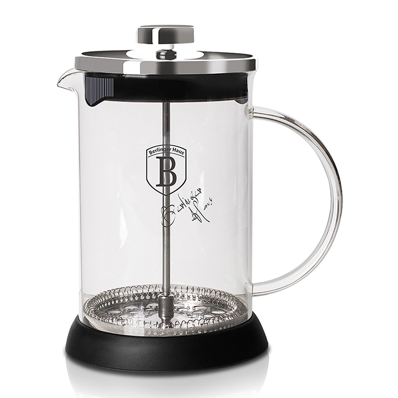 CAFETERA FRANCESA 600 ML BERLINGER HAUS, LÍNEA BLACK SILVER COLLECTION,  ACERO INOXIDABLE - 1