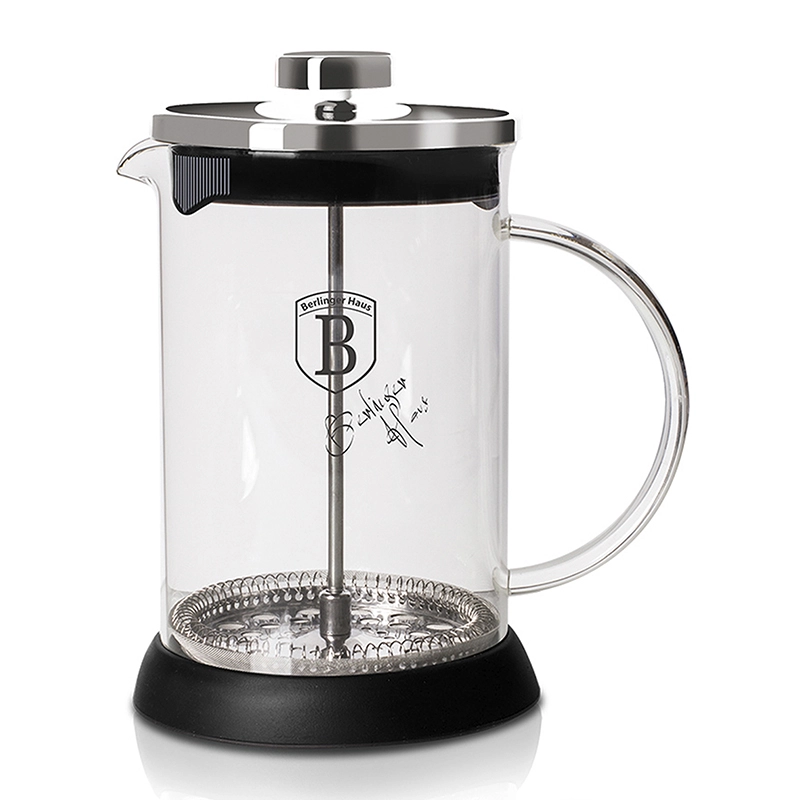 CAFETERA FRANCESA 800 ML BERLINGER HAUS, LÍNEA BLACK SILVER COLLECTION, ACERO INOXIDABLE - 1