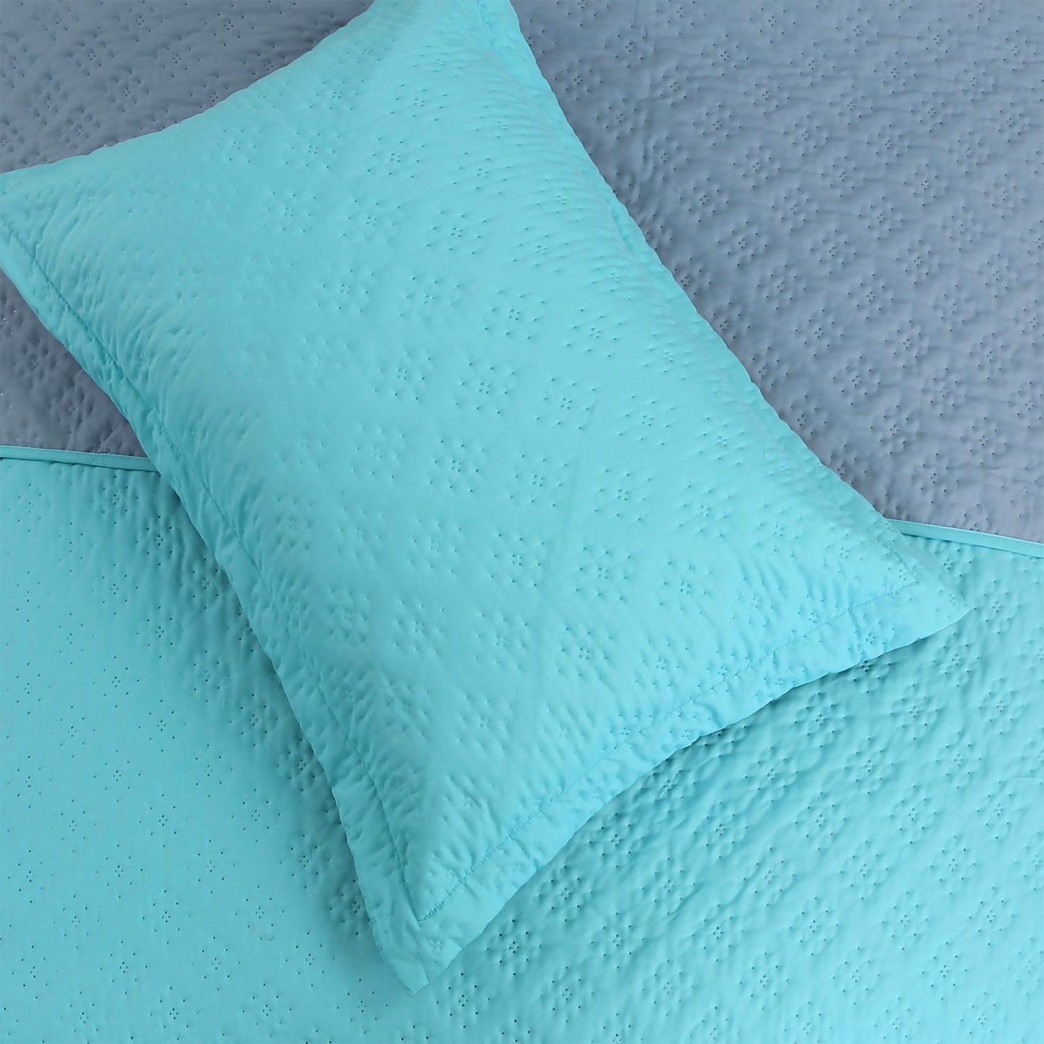 CUBRECAMA B&B CELESTE LISO QUILT 2 P - 3