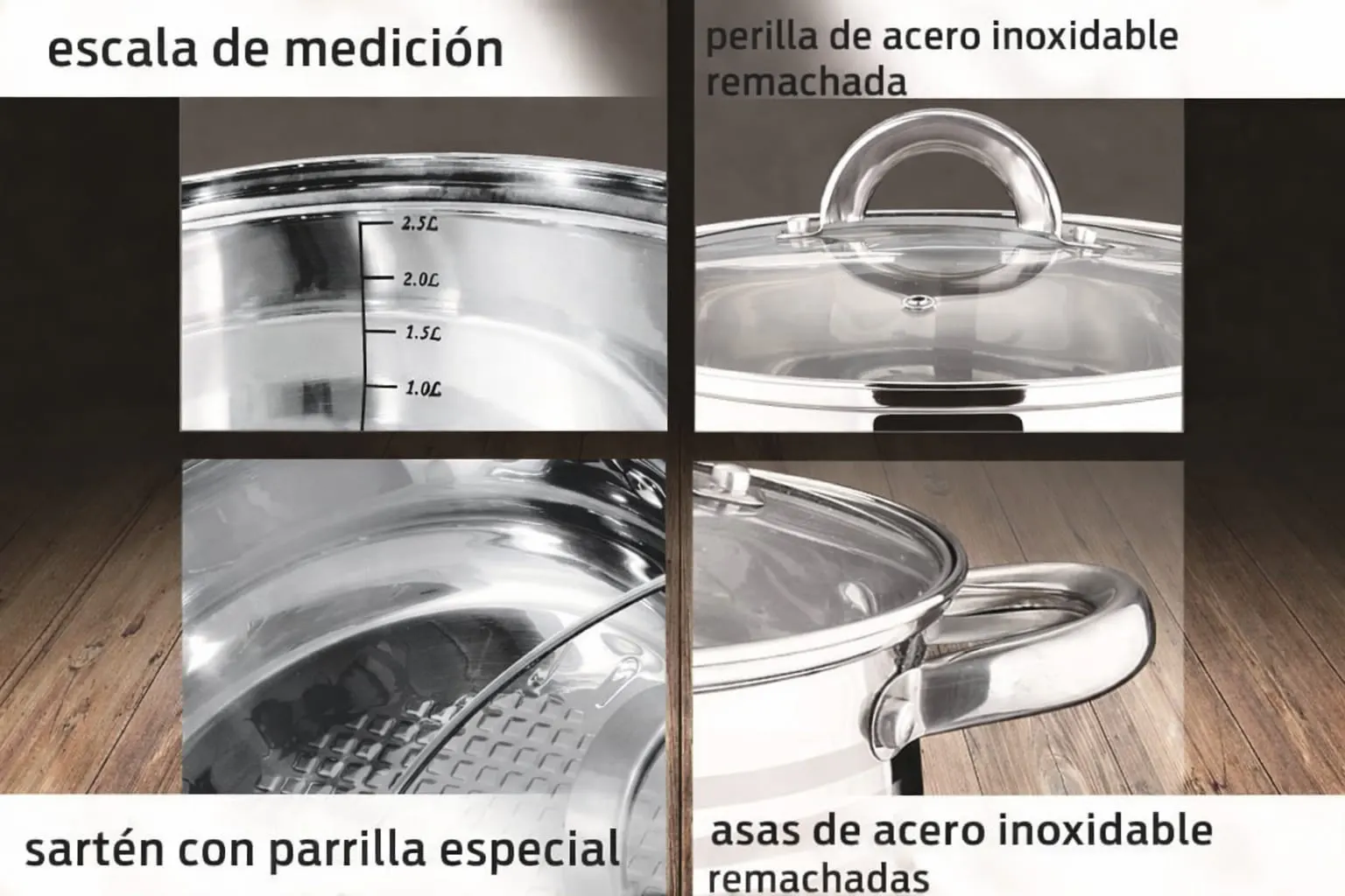 BATERIA DE COCINA 12 PZS GOURMET LINE ACERO INOXIDABLE - 2