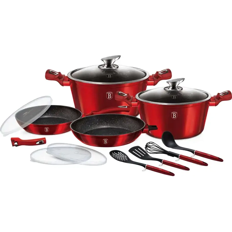 BATERIA DE COCINA 13 PZS METALLIC BURGUBDY EDITION ANTIADHERENTE - 1