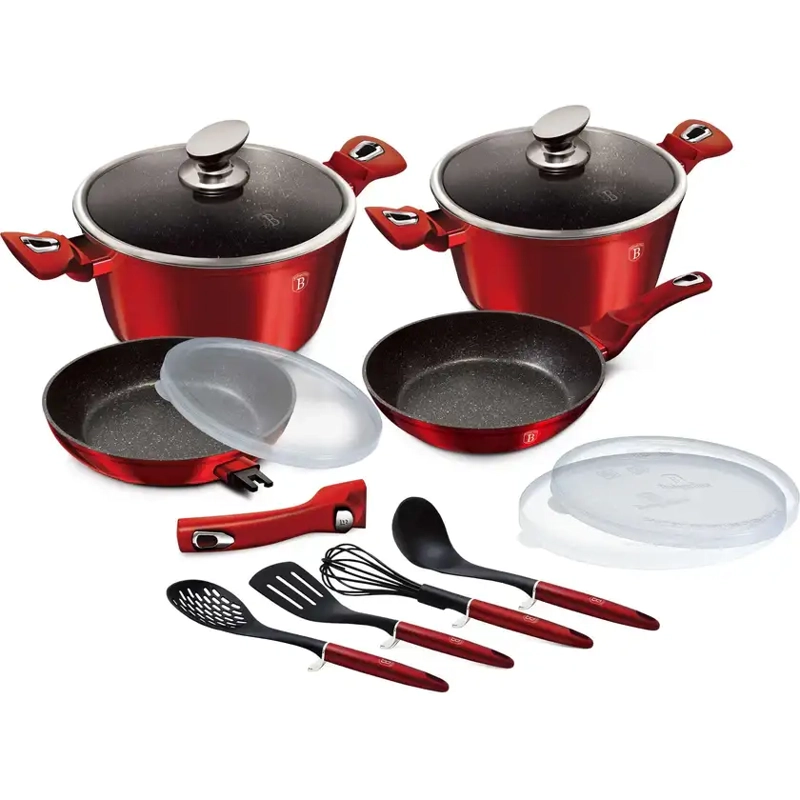 BATERIA DE COCINA 13 PZS METALLIC BURGUBDY EDITION ANTIADHERENTE - 2