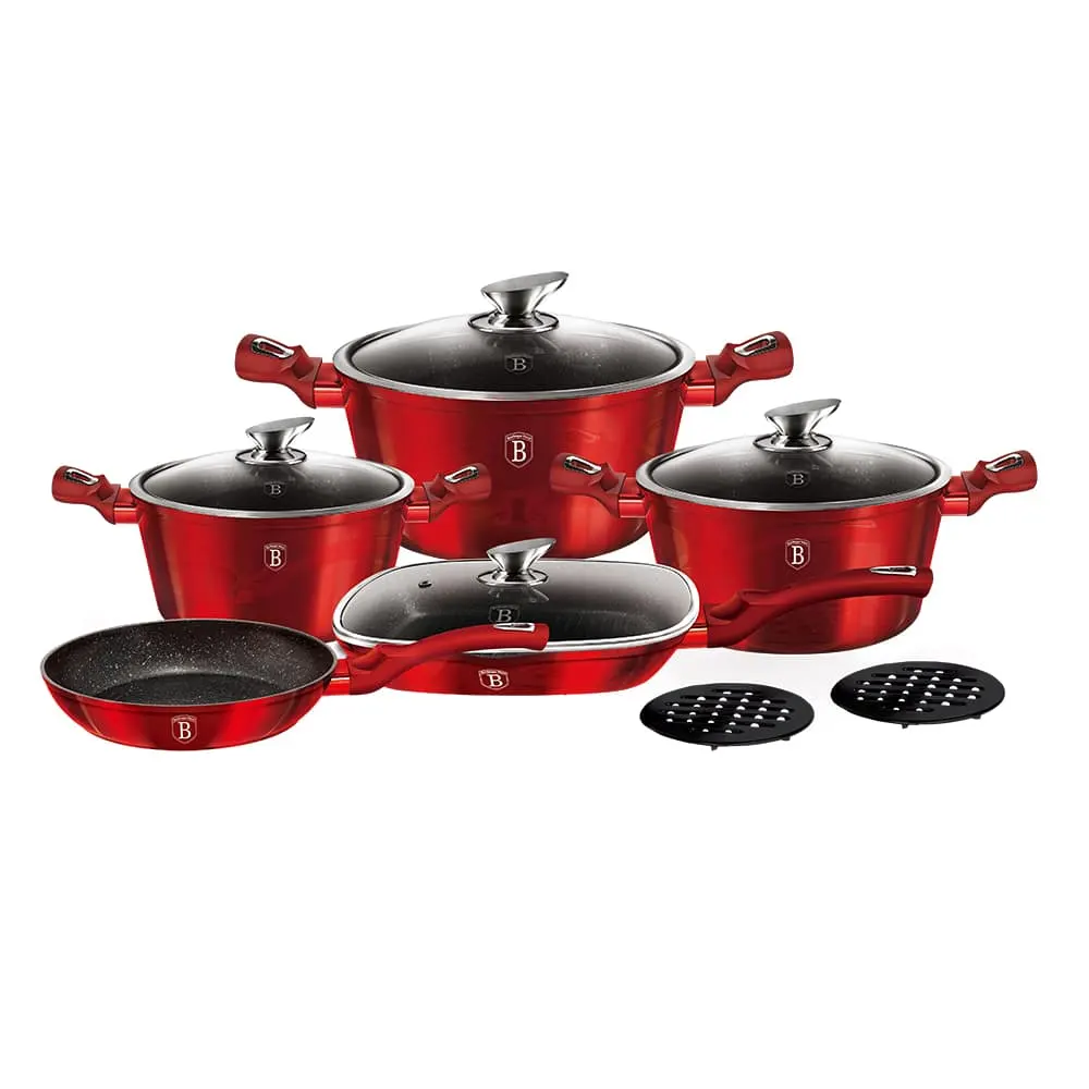 BATERIA DE COCINA 11 PZS METALLIC BURGUBDY EDITION ANTIADHERENTE - 1