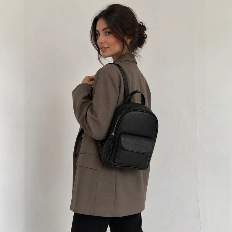 BOLSO MOCHILA TRAMADA URBANA ELEGANCE NEGRO  24X30X13 CM - 4