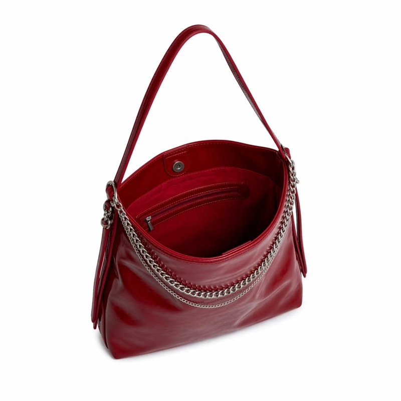 CARTERA ELEGANCE ROJO CON DETALLE DE CADENAS 39X24X9 CM - 1