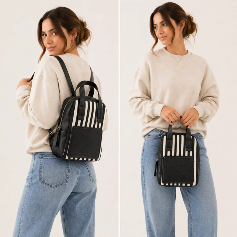 MOCHILA URBANA DE RAYAS CON ESTILO MODERNO 24X30X13 - 4