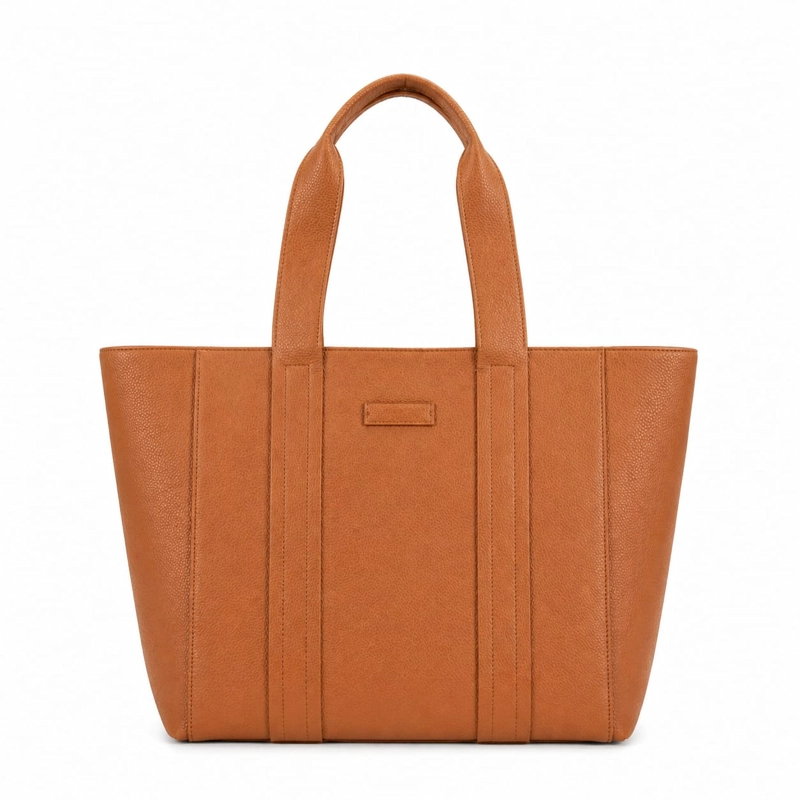 CARTERA SHOPPER HOMBRO CAFE CLARO CON ESTUCHE 50X32X15 CM - 2