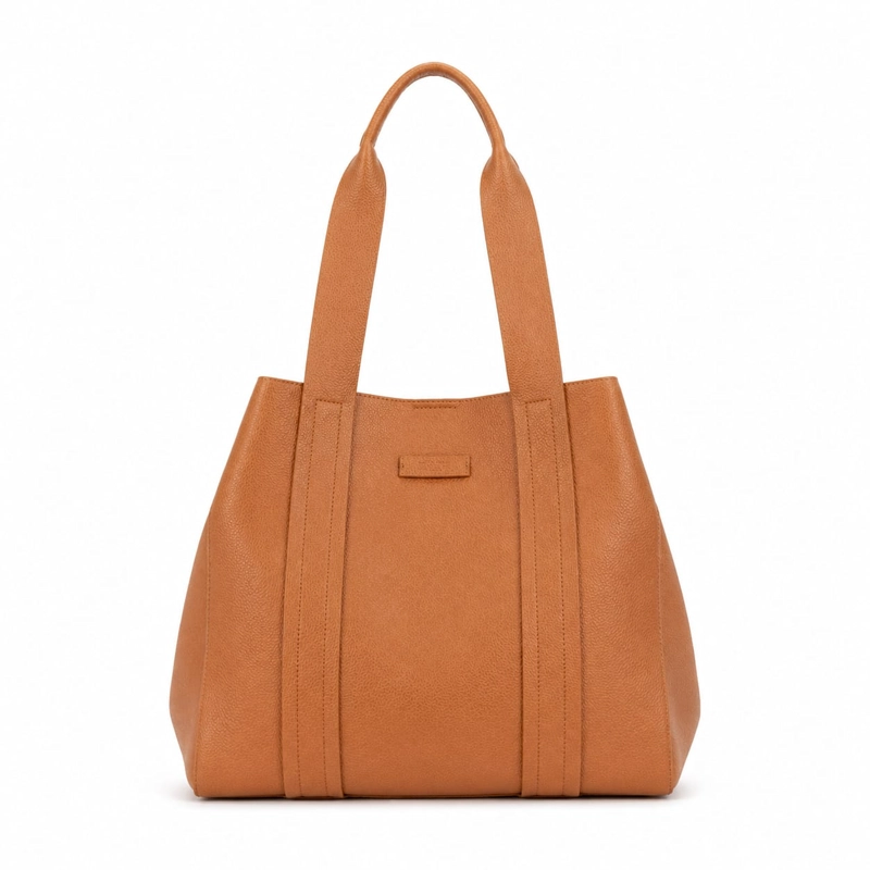 CARTERA SHOPPER HOMBRO CAFE CLARO CON ESTUCHE 50X32X15 CM - 3