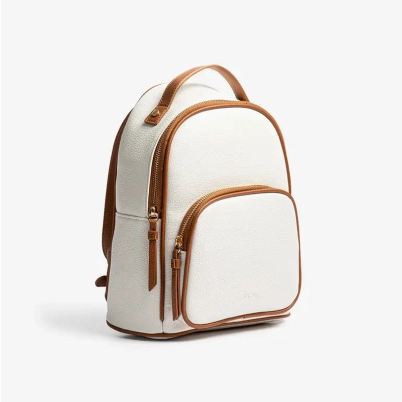 MOCHILA SPECIAL BICOLOR  BLANCA- CAFE - 1