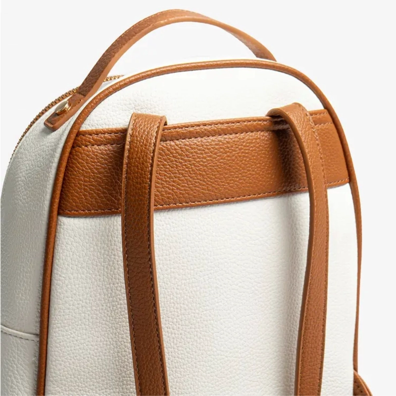 MOCHILA SPECIAL BICOLOR  BLANCA- CAFE - 2
