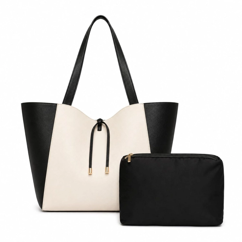 CARTERA BLANCO CON NEGRO 55X30X15 - 1