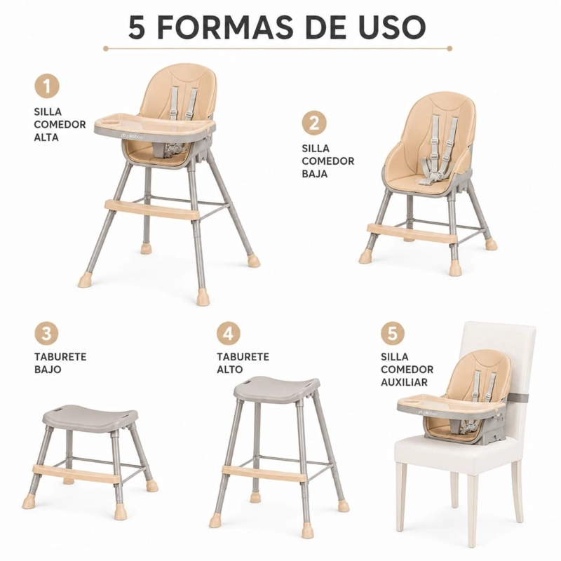 SILLA DE COMER PARA BEBES 5 EN 1 JAZZ ROSADO PIKABOO - 3