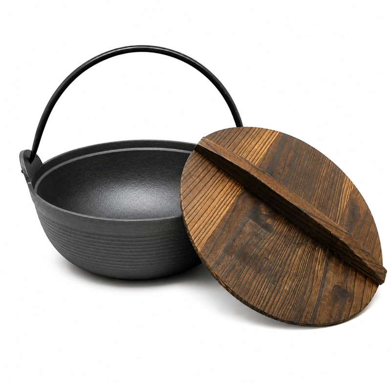 OLLA CON TAPA DE MADERA FIERRO FUNDIDO - 2