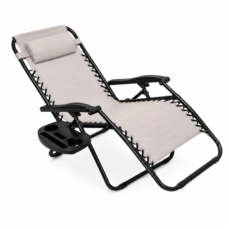 SILLA DE REPOSERA RECLINABLE PORTATIL GRAY B-3 PARA PLAYA Y CAMPING - 1