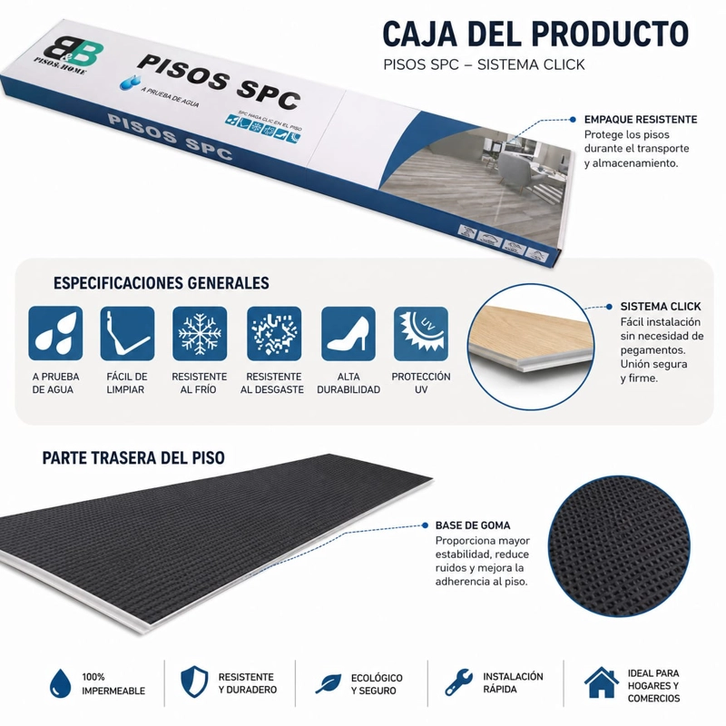 PISO VINILICO SPC 122X19 - CAJA 2,23 M² - B&B HOME BASE DE GOMA INTEGRADA - 4