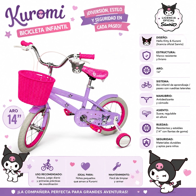 BICICLETA INFANTIL ÑIÑA KUROM LILA - 2