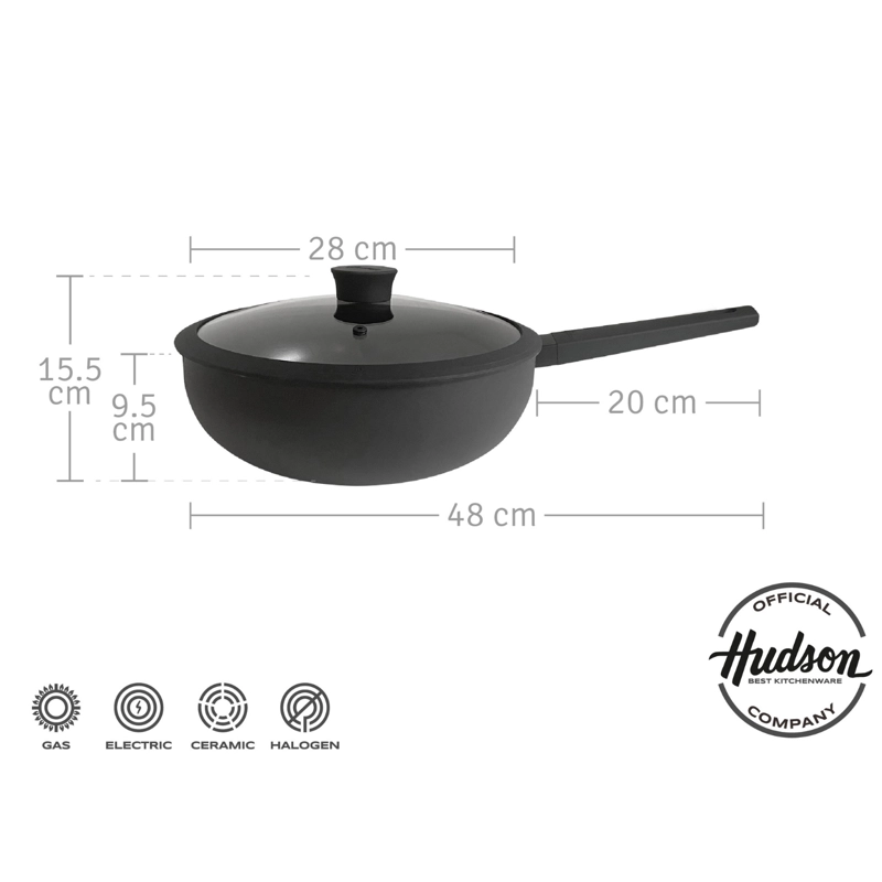 WOK DE ALUMINIO C/MANGO Y TAPA DE CRISTAL DE 28CM COLOR NEGRO DAY18 - 5