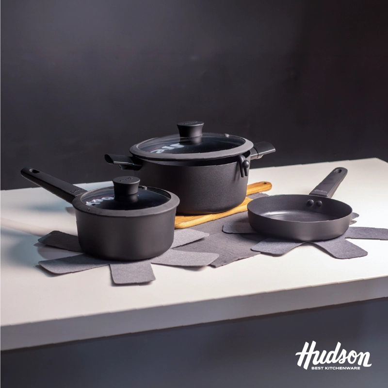 BATERIA 5 PIEZAS ALUMINIO ANTIADHERENTE LINEA DAILY HUDSON DAY01 - 2