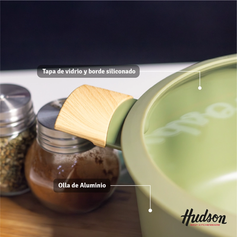 OLLA HUDSON OLIVE 24 CM CON ANTIADHERENTE 4.2 L COLOR VERDE OLIVA OLI05 - 3
