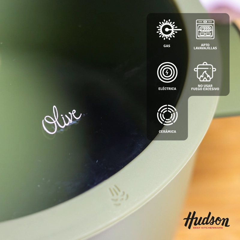 OLLA HUDSON OLIVE 24 CM CON ANTIADHERENTE 4.2 L COLOR VERDE OLIVA OLI05 - 4