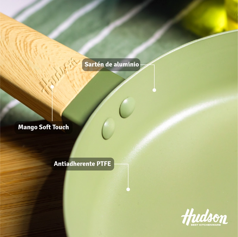 SARTEN HUDSON OLIVE 22 CM CON ANTIADHERENTE 1.3 L COLOR VERDE OLIVA OLI08 - 3