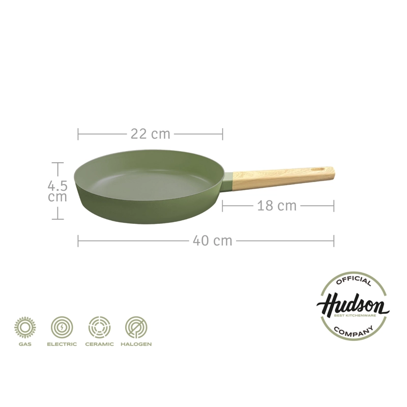 SARTEN HUDSON OLIVE 22 CM CON ANTIADHERENTE 1.3 L COLOR VERDE OLIVA OLI08 - 5