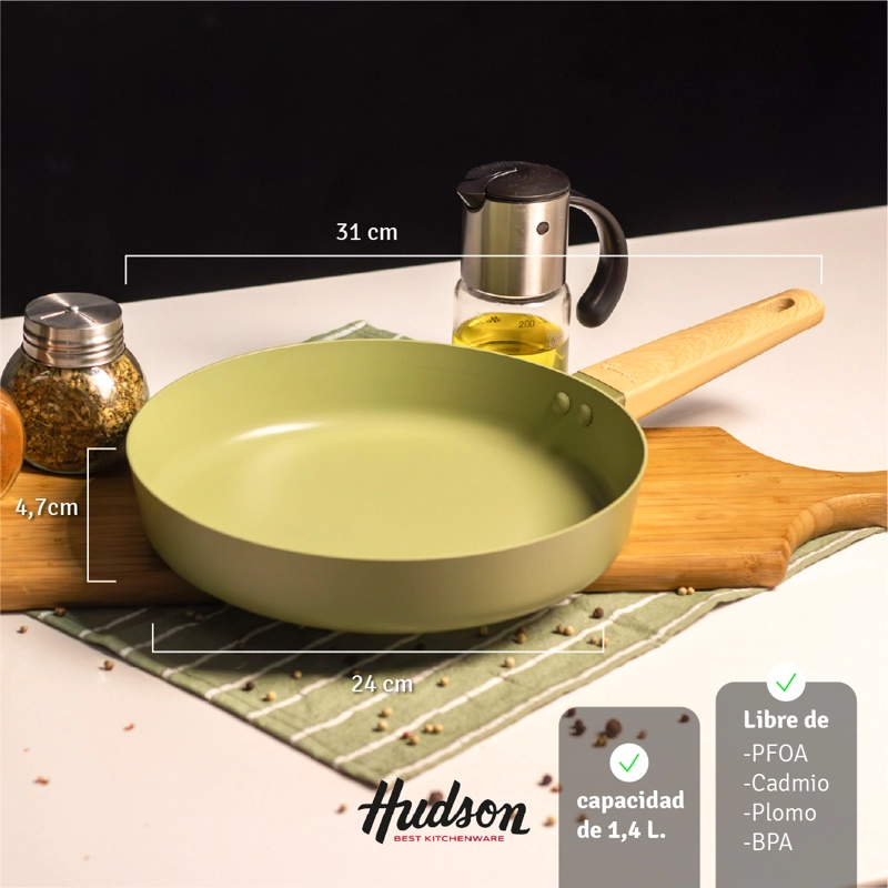 SARTE N HUDSON 24 CM CON ANTIADHERENTE 1.4 L COLOR VERDE OLIVA OLI09 - 5