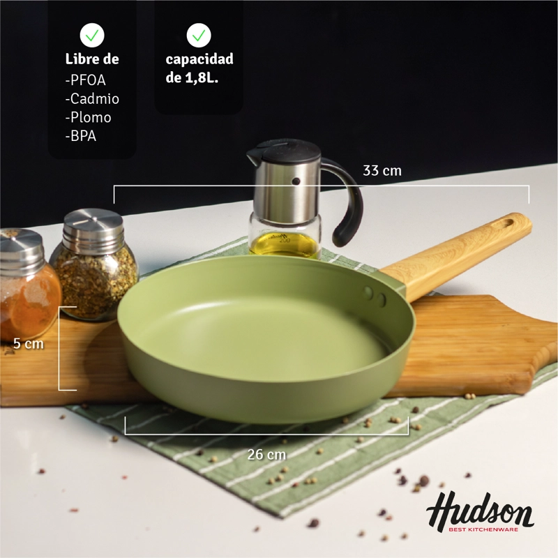 SARTE N HUDSON OLIVE 26 CM CON ANTIADHERENTE 1.8 L COLOR VERDE OLIVA OLI10 - 3