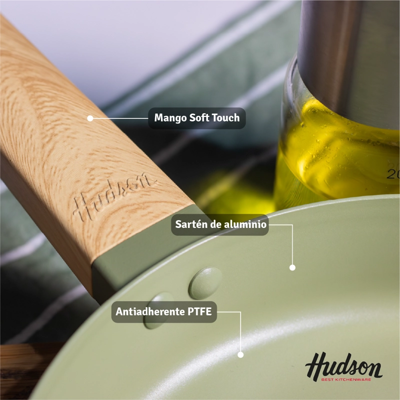 SARTE N HUDSON OLIVE 26 CM CON ANTIADHERENTE 1.8 L COLOR VERDE OLIVA OLI10 - 5