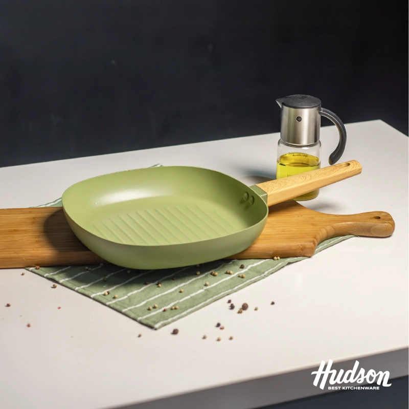 PLANCHA GRILL HUDSON OLIVE 26 CM CON ANTIADHERENTE COLOR VERDE OLIVA OLI12 - 2