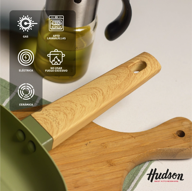 PLANCHA GRILL HUDSON OLIVE 26 CM CON ANTIADHERENTE COLOR VERDE OLIVA OLI12 - 4