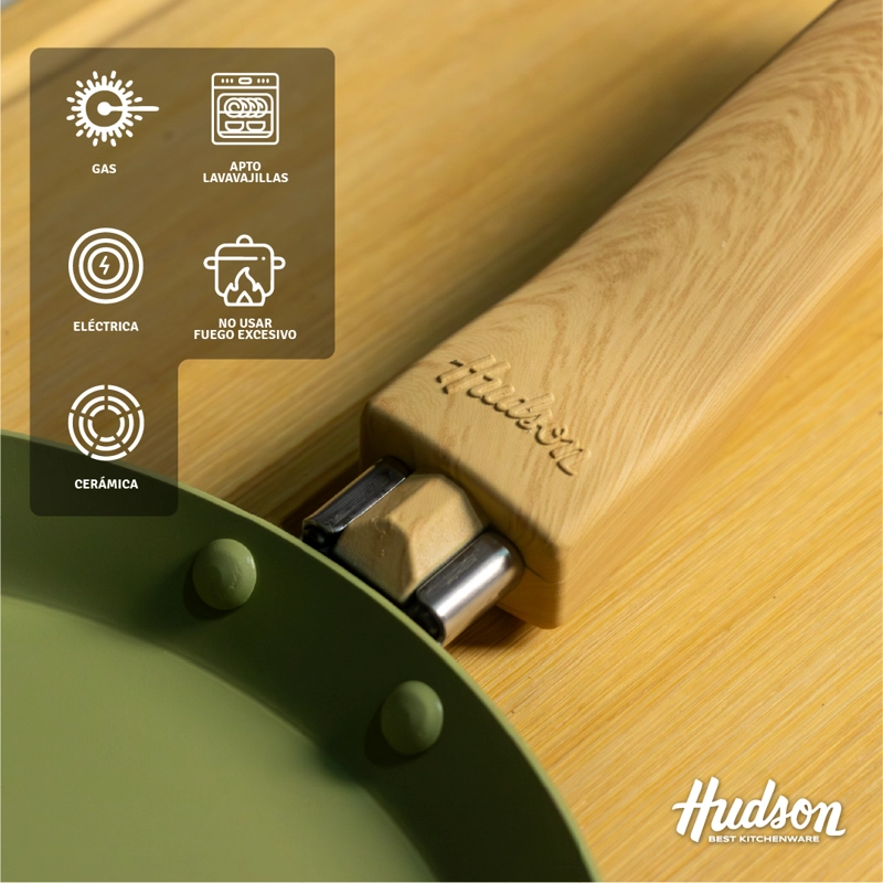 PANQUEQUERA HUDSON OLIVE 22 CM CON ANTIADHERENTE COLOR VERDE OLIVA OLI13 - 3