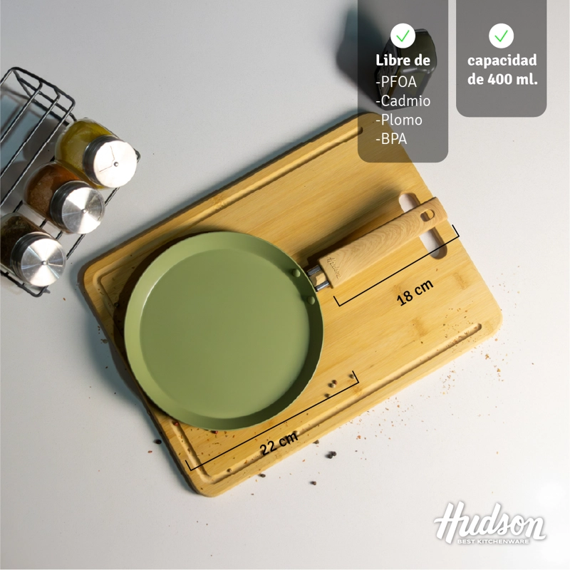 PANQUEQUERA HUDSON OLIVE 22 CM CON ANTIADHERENTE COLOR VERDE OLIVA OLI13 - 4