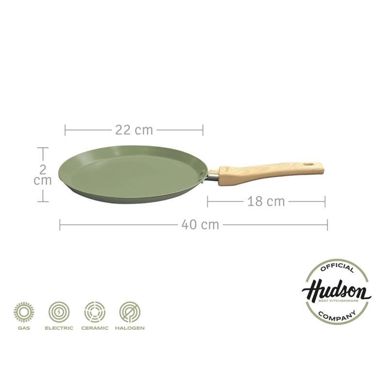 PANQUEQUERA HUDSON OLIVE 22 CM CON ANTIADHERENTE COLOR VERDE OLIVA OLI13 - 6