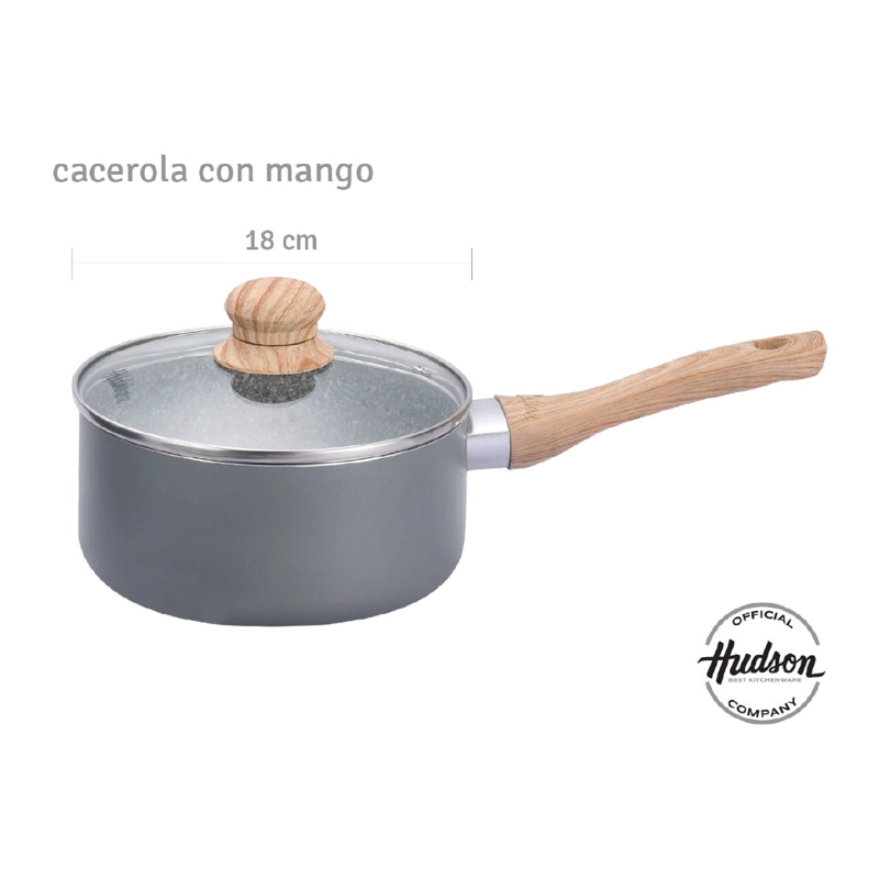 BATERIA COCINA HUDSON TRIPLE CAPA ANTIADHERENTE GRANITO 5 PZ GRIS GRS01 - 3