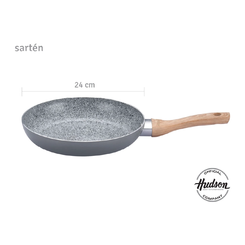 BATERIA COCINA HUDSON TRIPLE CAPA ANTIADHERENTE GRANITO 5 PZ GRIS GRS01 - 4