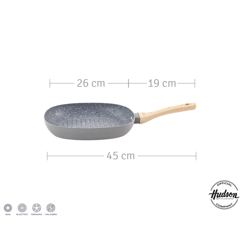 PLANCHA GRILL HUDSON ALUMINIO ANTIADHERENTE CERAMICA GRANITO 26X26CM COLOR GRIS GRS29 - 4