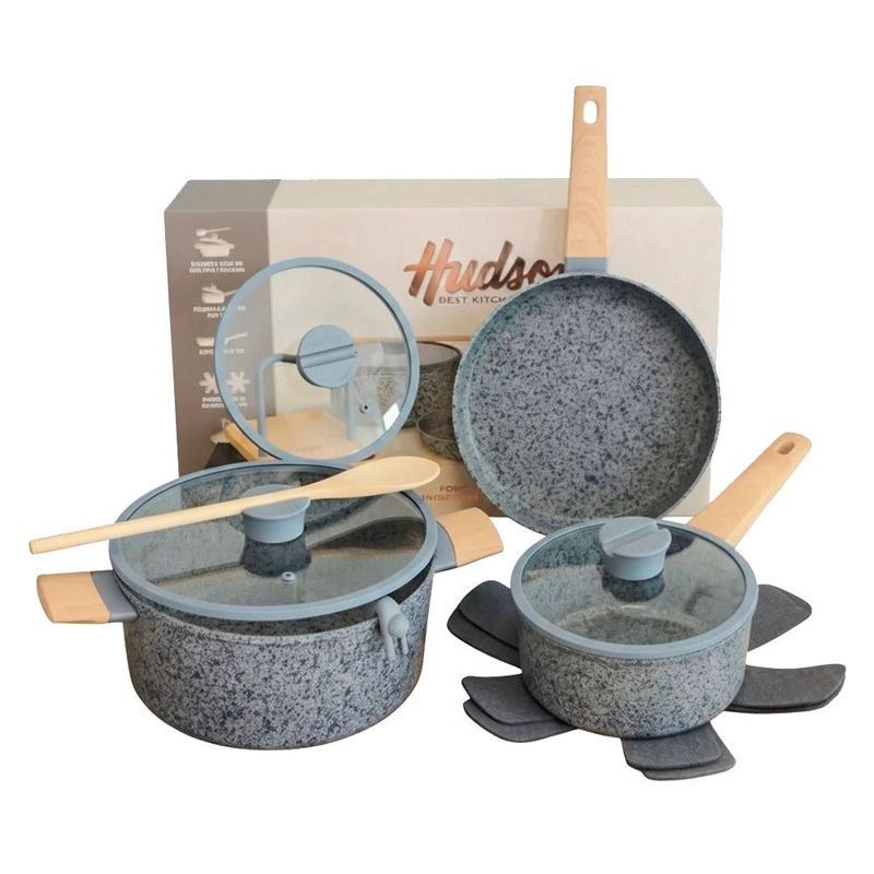 BATERIA DE COCINA STONE 5 PIEZAS PARA INDUCCION HUDSON GRIS STO01 - 5
