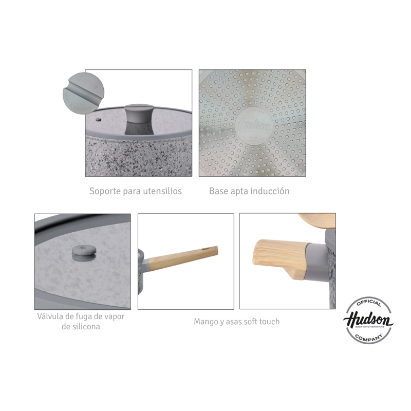 OLLA 28 CM STONE ALUMINIO C/ ANTIADHERENTE HUDSON GRIS STO09 - 3
