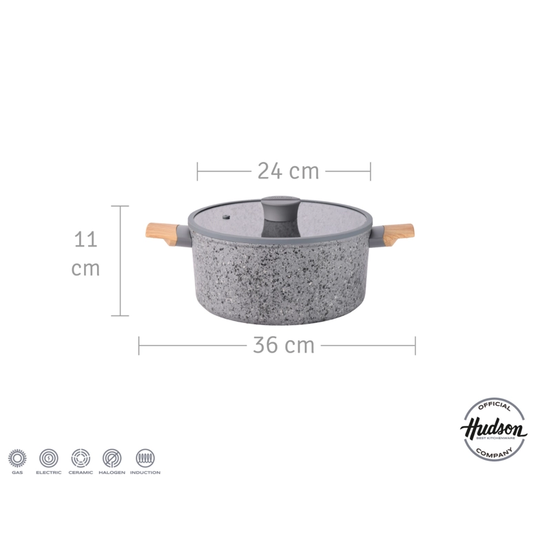 OLLA 28 CM STONE ALUMINIO C/ ANTIADHERENTE HUDSON GRIS STO09 - 4