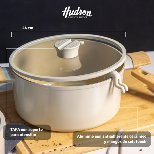 BATERIA 5PZ INDUCCION ANTIADHERENTE CERAMICO HARMONY HUDSON BEIGE HAR01 - 3