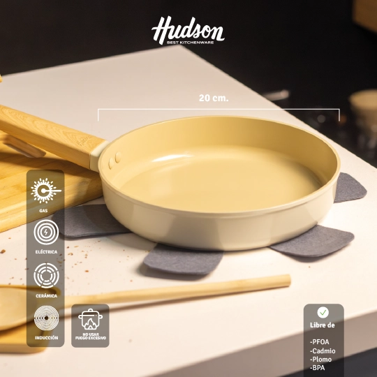 BATERIA 5PZ INDUCCION ANTIADHERENTE CERAMICO HARMONY HUDSON BEIGE HAR01 - 4