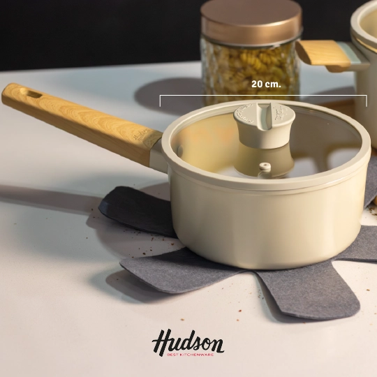 BATERIA 5PZ INDUCCION ANTIADHERENTE CERAMICO HARMONY HUDSON BEIGE HAR01 - 5