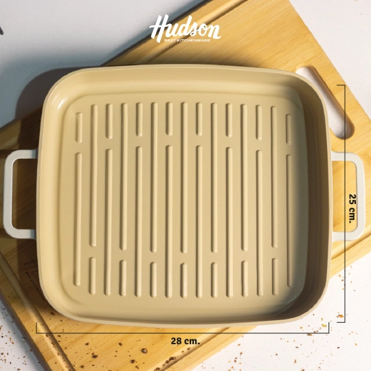 PLANCHA GRILL 28 CM HUDSON HARMONY ANTIADHERENTE CERAMICO INDUCCION CREMA HAR29 - 5