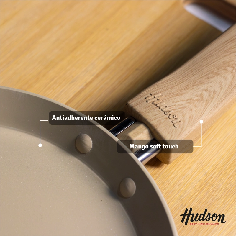PANQUEQUERA 22 CM ANTIADHERENTE CERAMICO HARMONY HUDSON BEIGE HAR33 - 3