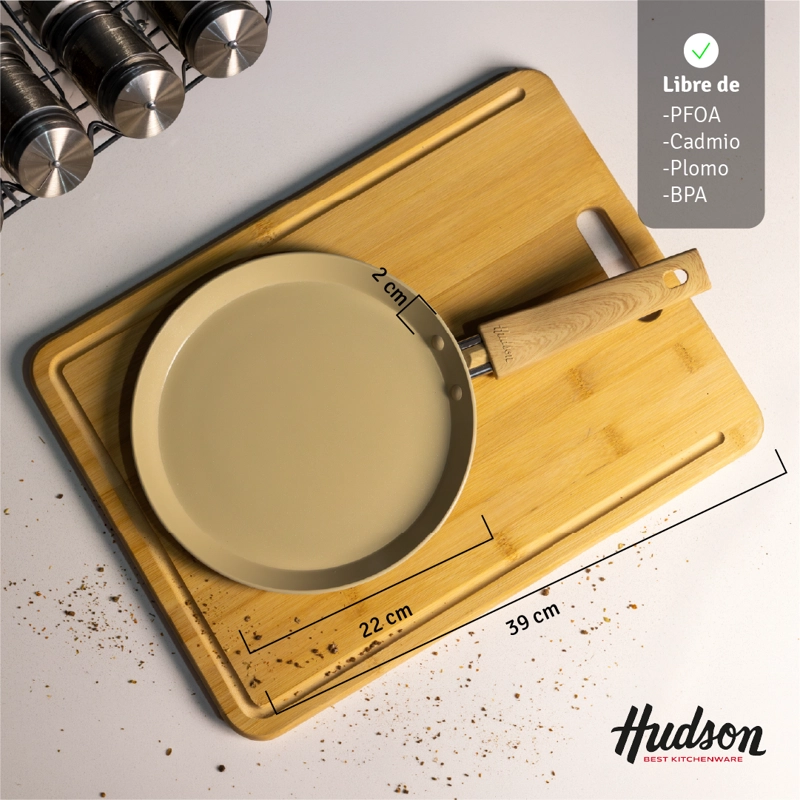 PANQUEQUERA 22 CM ANTIADHERENTE CERAMICO HARMONY HUDSON BEIGE HAR33 - 5