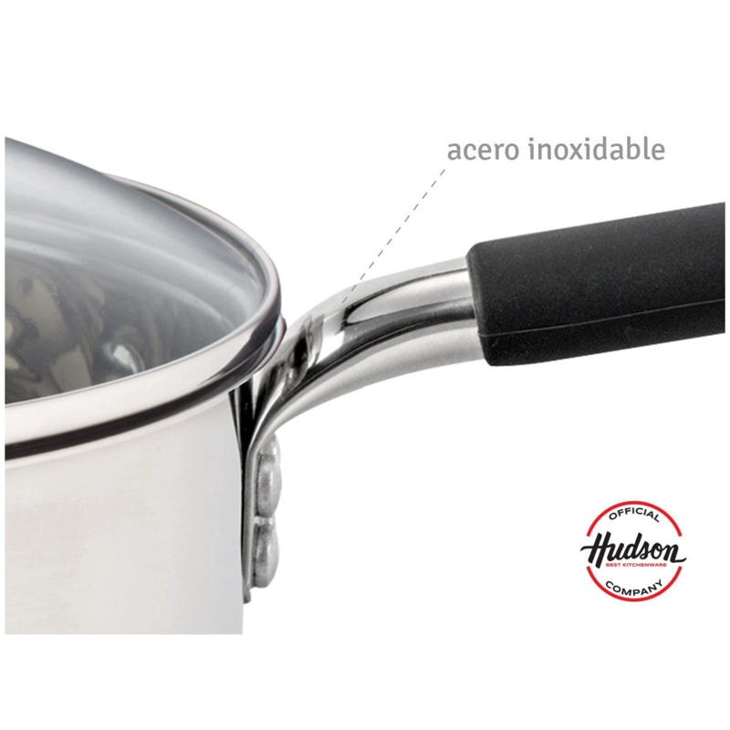 BATERIA DE ACERO INOXIDABLE TAPA COLADOR HUDSON 6 PIEZAS COLOR PLATEADO GIM11 - 4
