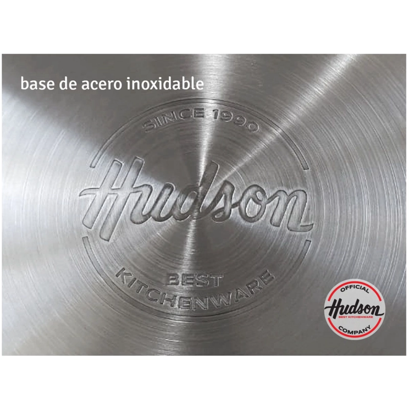 BATERIA DE ACERO INOXIDABLE TAPA COLADOR HUDSON 6 PIEZAS COLOR PLATEADO GIM11 - 5