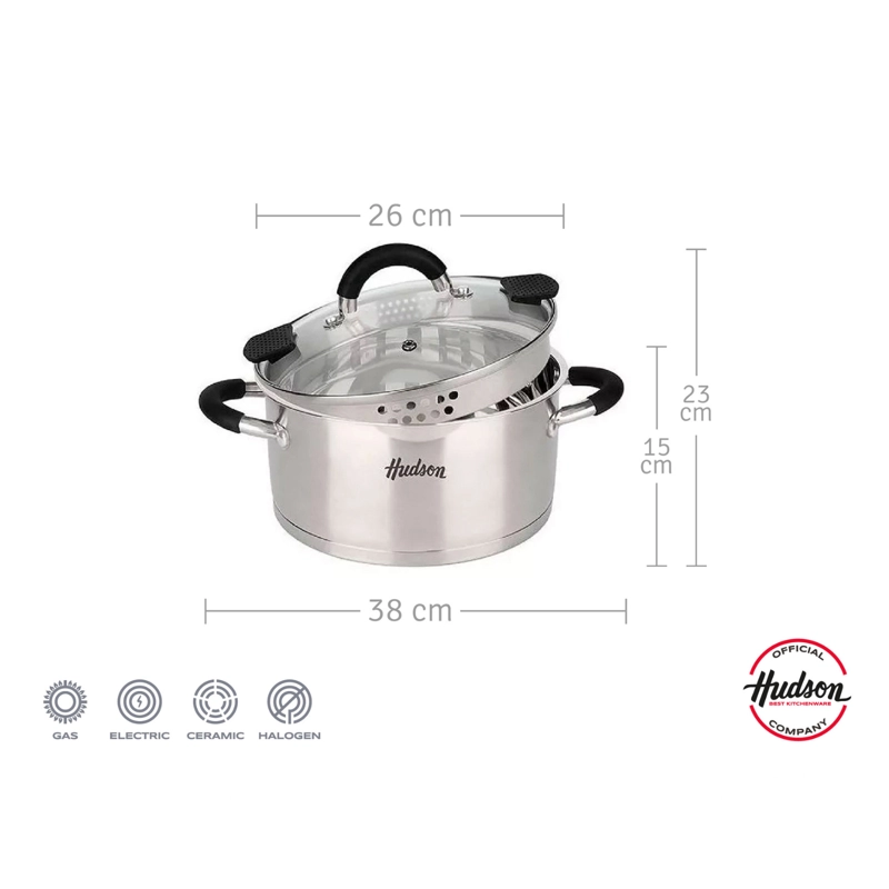 CACEROLA ACERO INOXIDABLE 26CM INDUCCION HUDSON TGD00015 TRIPLE FONDO PLATEADO TGD00015 - 4